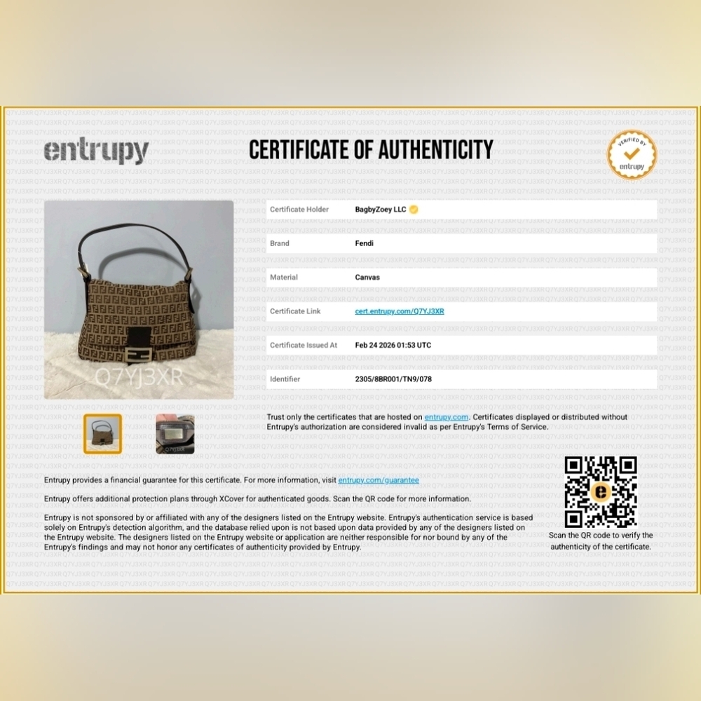 CD39 💖 FENDI Zucchino Mama Baguette - Picture 2 of 13